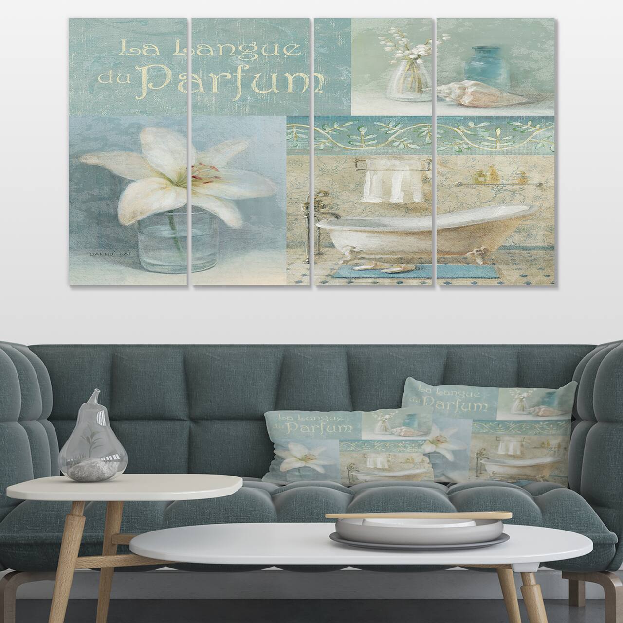 Designart - Bathroom Lily Parfum Bath Story - Traditional Premium Canvas Wall Art